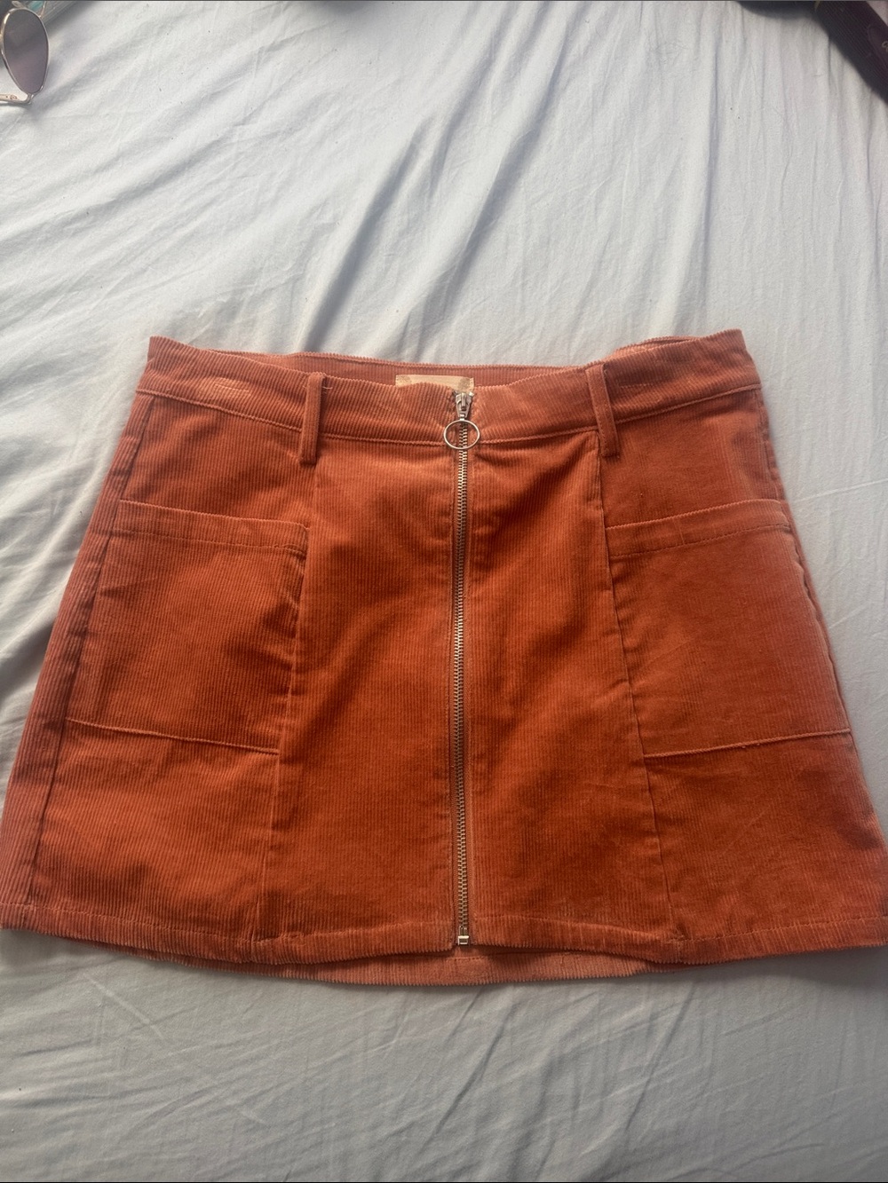 Rusty Orange Corduroy Mini Skirt